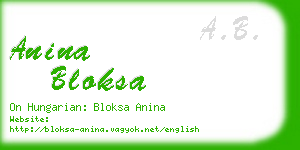 anina bloksa business card